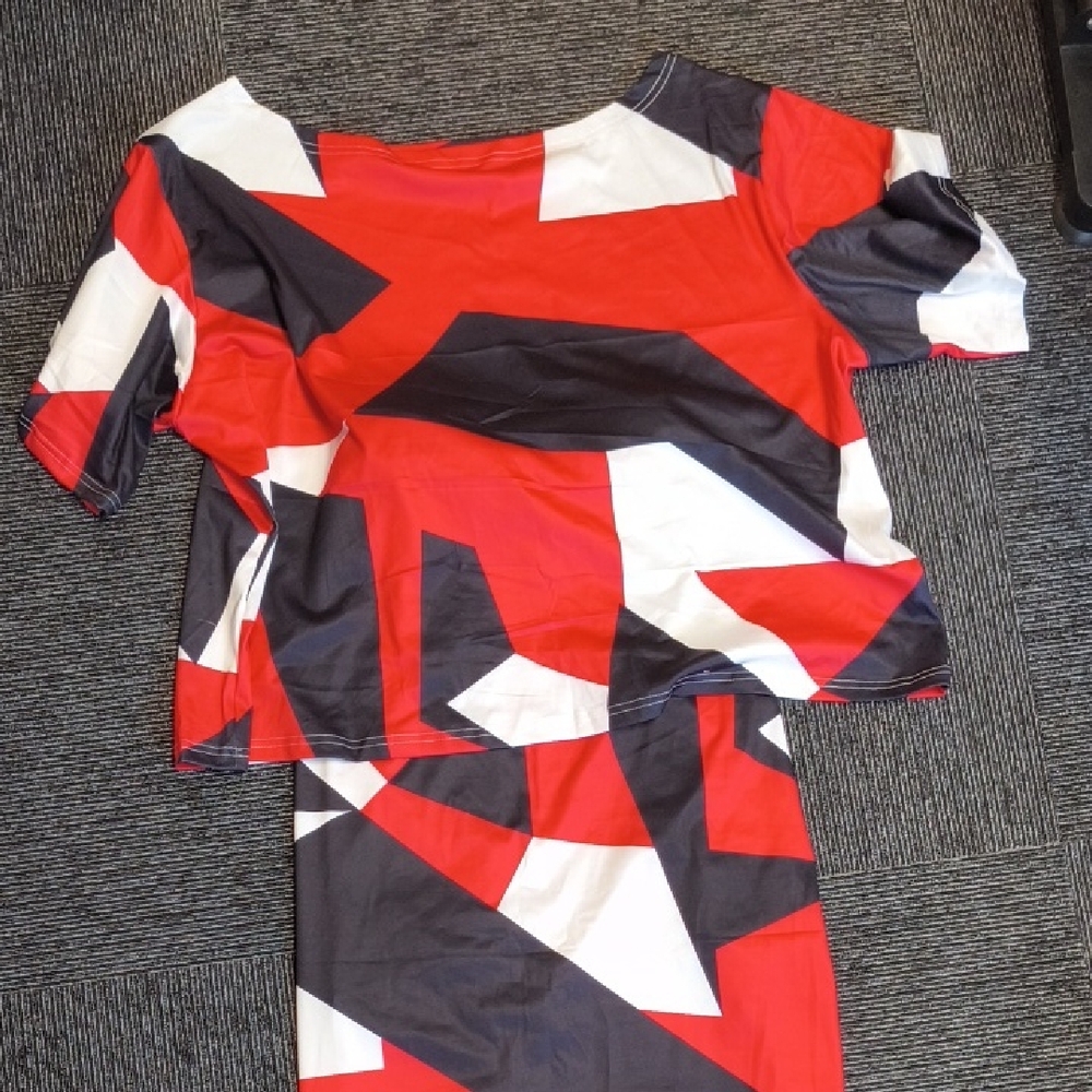 SHEIN Red and Black Asymmetrical Dress